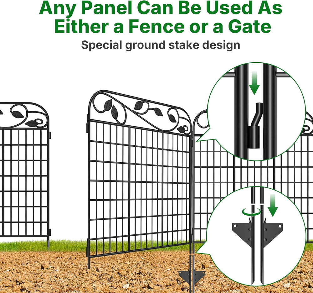 AMAGABELI 4 Panels 44 in(H )X 12 ft(L) Decorative Garden Fence Gate,Dog Fence...