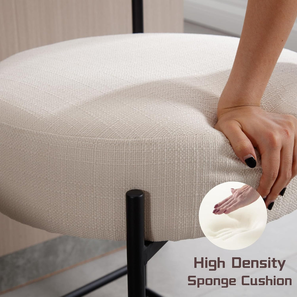Shunzhi Beige Linen Counter Height Bar Stools Set of 4, Modern Boucle Barstoo...
