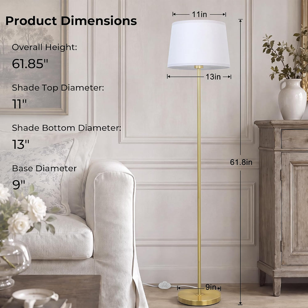 JUNNAI Gold Floor Lamp for Living Room, 61.8" Tall Standing Lamp, Modern...