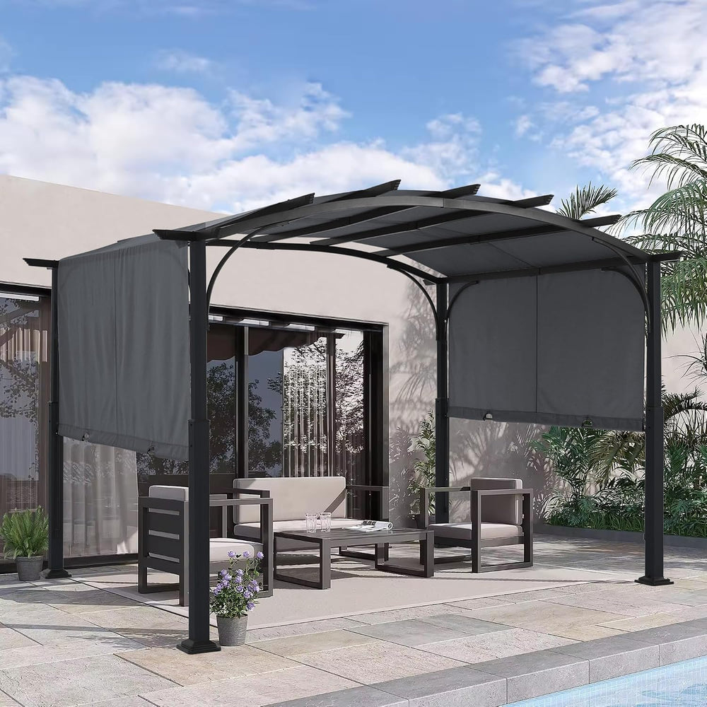 MASTERCANOPY 10x10 ft Heavy Duty Pergola with Sun Shade Canopy, Dark Grey