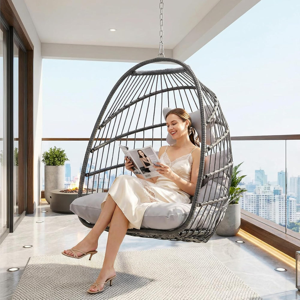 BULEXYARD Outdoor Swing Egg Chair no Stand, Patio Hanging Egg Chair