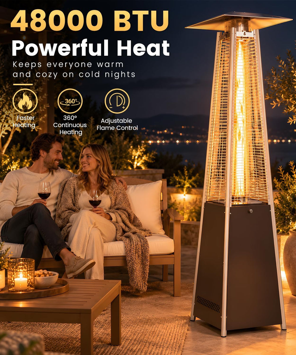 FOOWIN Patio Heater 48,000 BTU Outdoor Propane Heater with Wheels