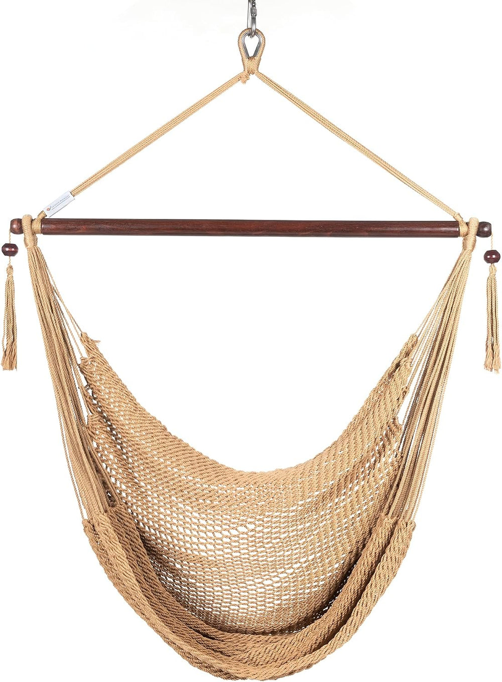 Caribbean Hammock Chair with Footrest - 40 inch - Soft-Spun Polyester - (Tan)