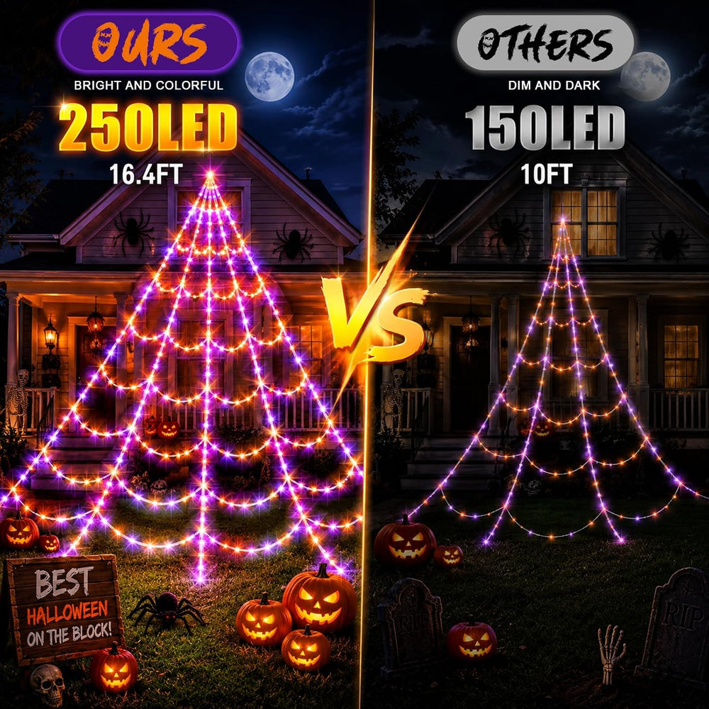 Halloween Decorations Spider Web Lights Outdoor+60CM/125CM Fake Spider