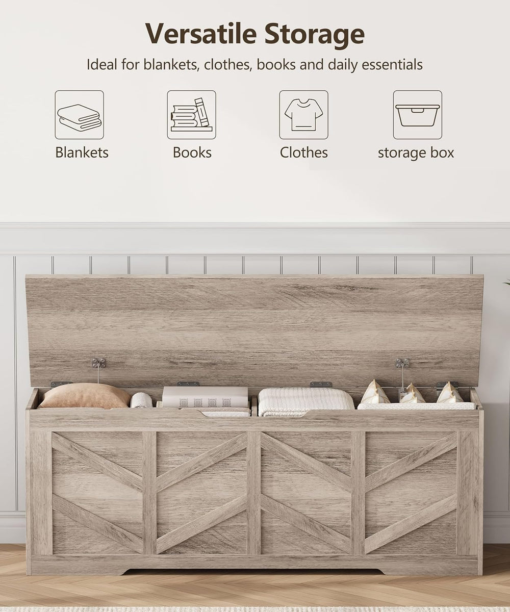 Extra Large Storage Chest, Storage Bench with 2 Safety Hinges