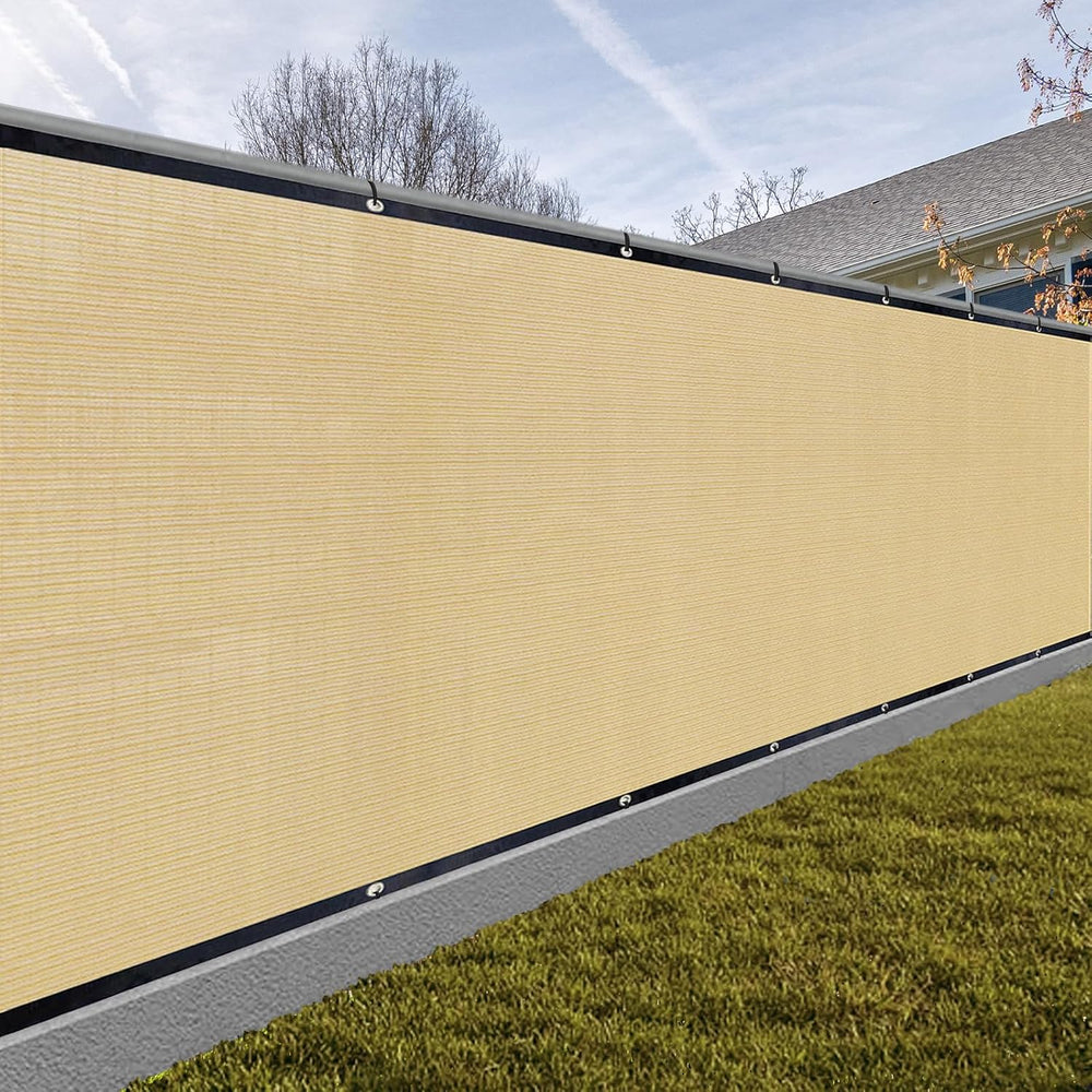 SUNNY GUARD Privacy Screen Fence 8' x 50' Sand Heavy Duty Dustproof D...