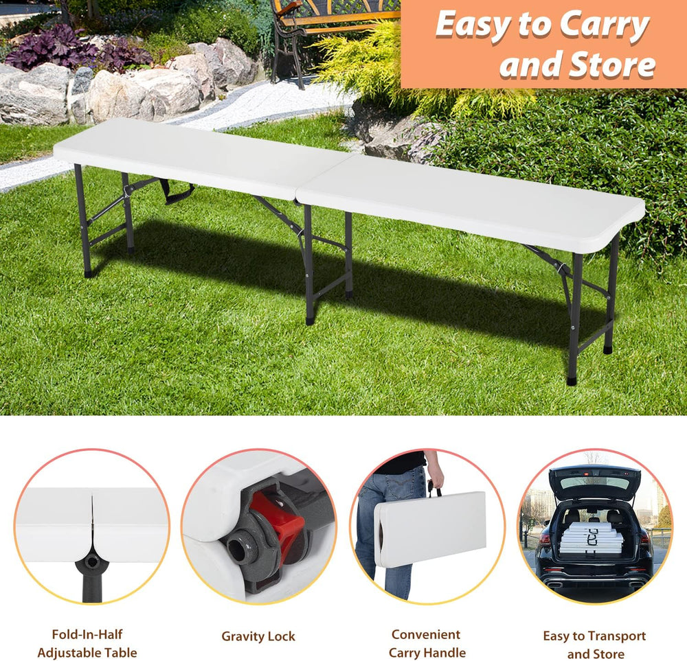 6FT Plastic Folding Bench Outdoor Bench Garden Bench Plastic Portable Bench w...