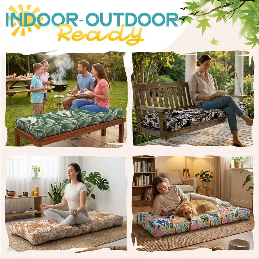 Outdoor Bench Cushion, Tufted Patio Seat Pad for Garden Bench, Porch Swing, I...