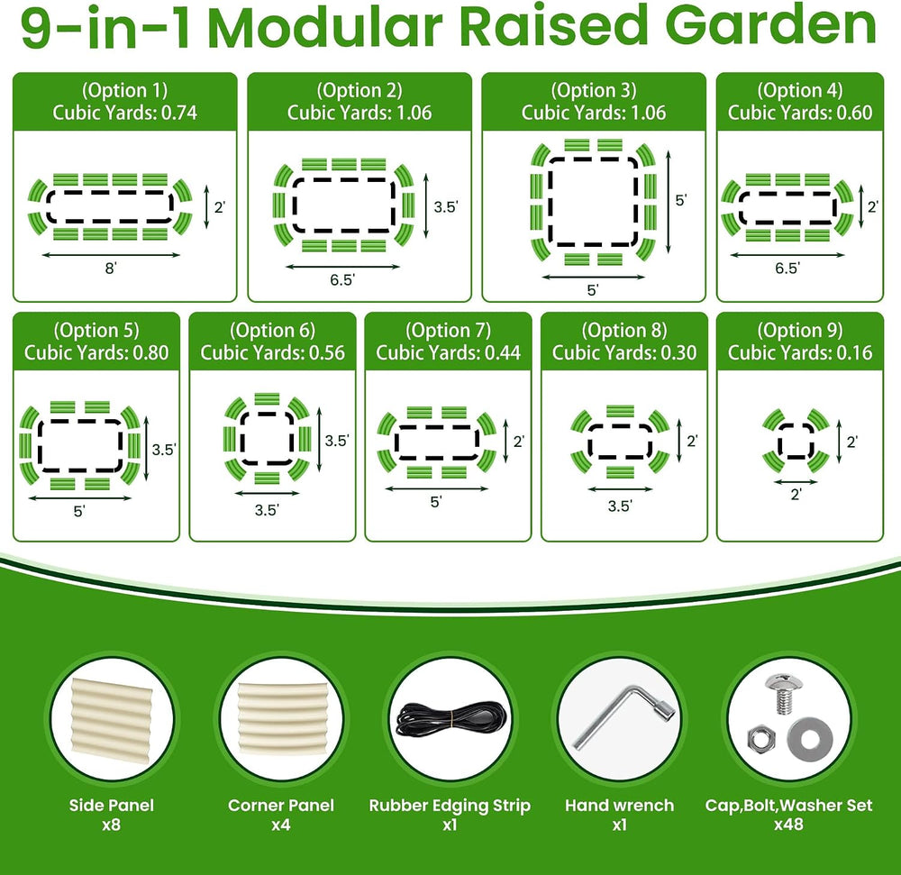 Raised Garden Beds 8 X 2 X 1.4Ft, Galvanized Raised Garden Beds Outdoor Plant...