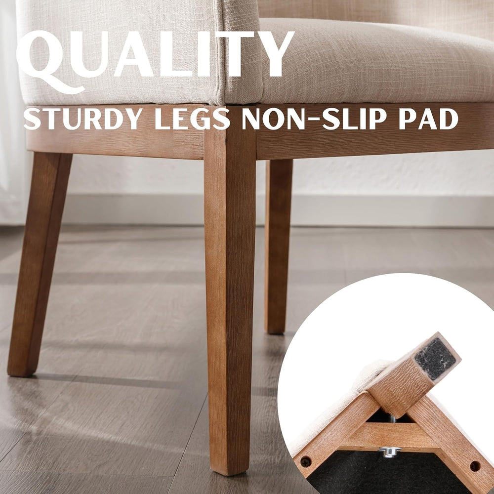 RIVOVA Upholstered Dining Chairs Set of 4 Modern Linen Dining Room Chairs Cur...
