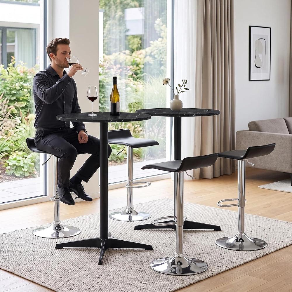 NOBPEINT Modern Round Pub Tables Bar Table with Metal Cross Base, Wooden Cock...