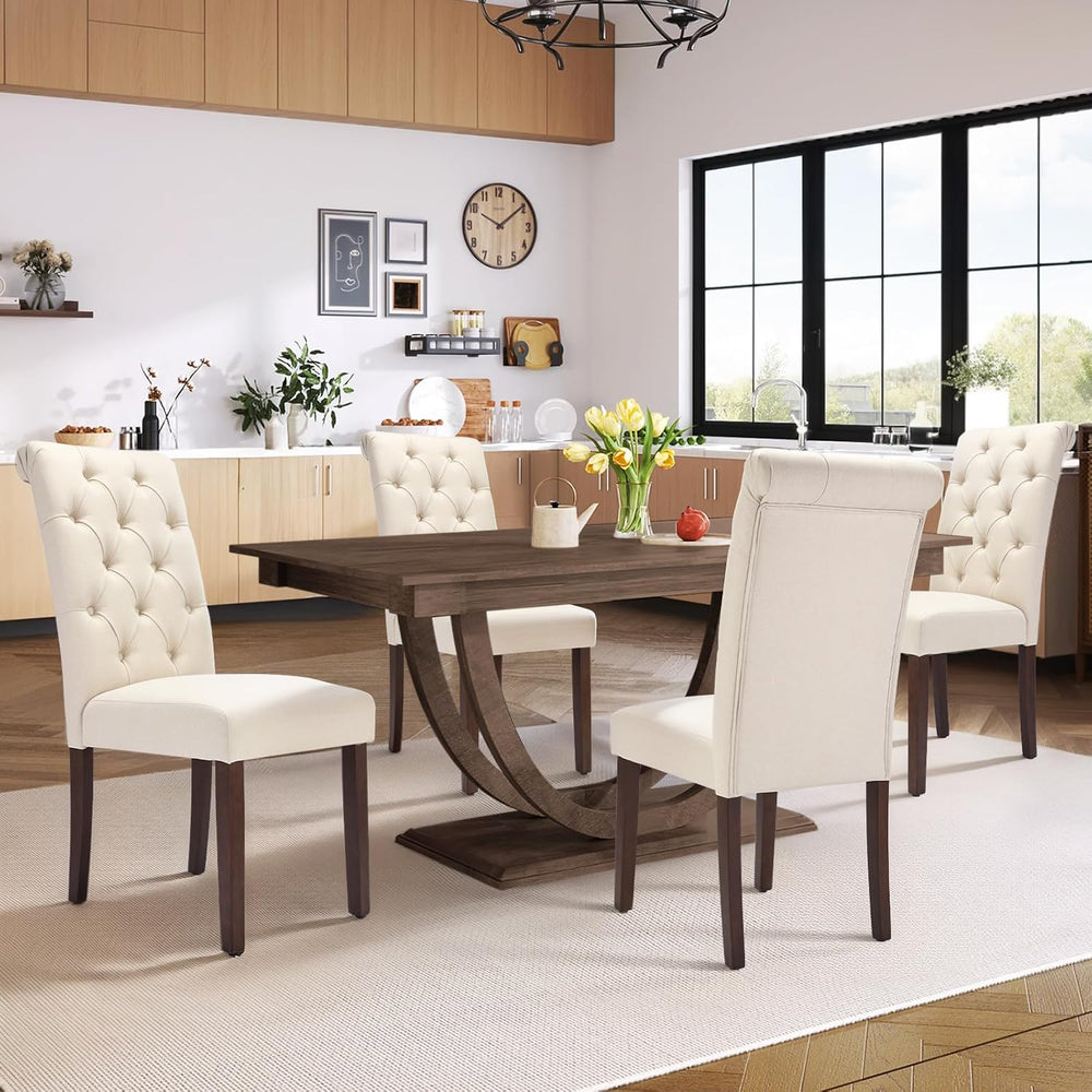 COLAMY Tufted Dining Chairs Set of 4, Accent Parsons Diner Chair Upholstered ...