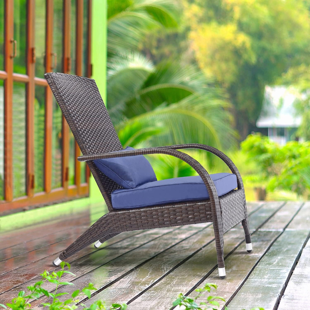 Outdoor Patio Wicker Adirondack Chair Outside Fire Pit Chairs Oversized Comfy...