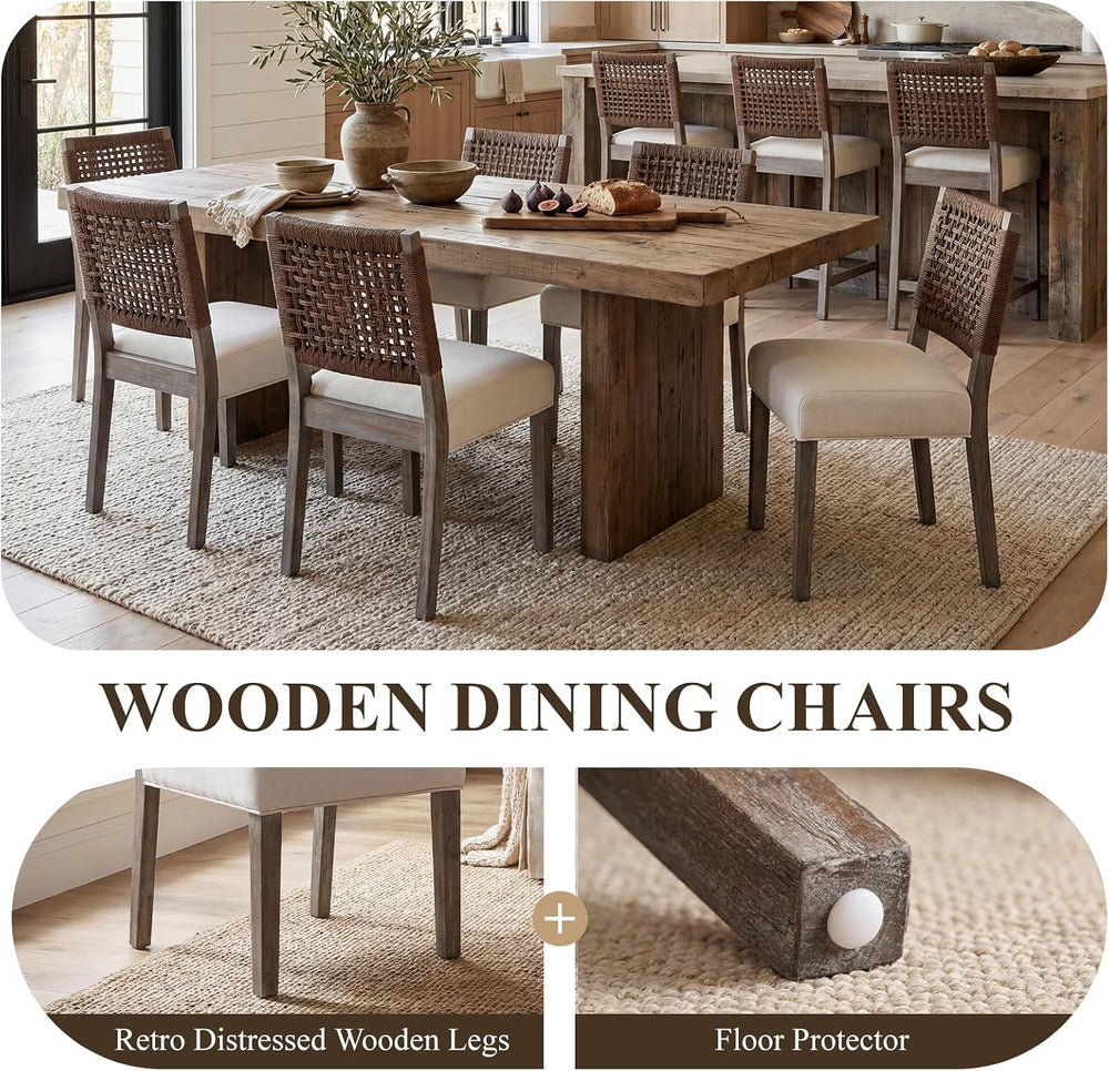 chairus upholstered Dining Chairs Set of 4, Boho Coastal Dining Room Chairs w...