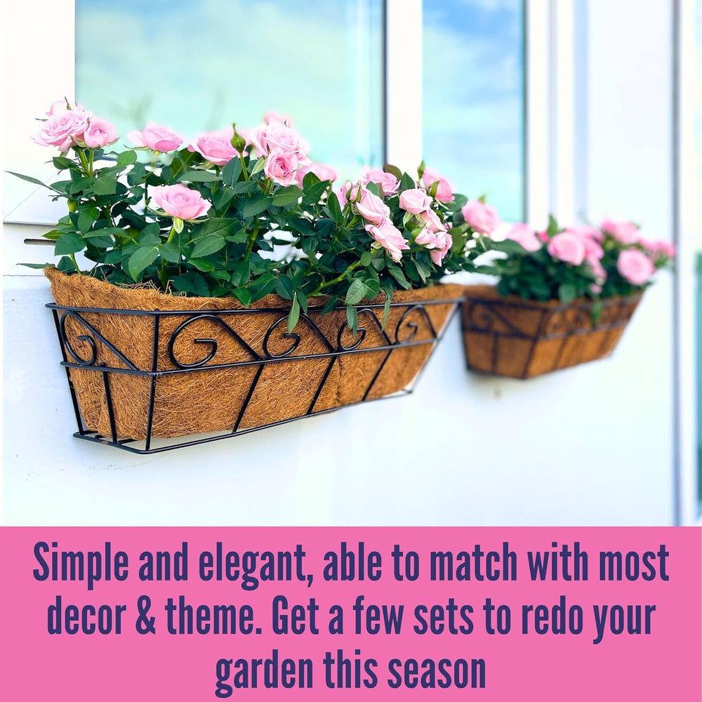 LaLaGreen Wall Planters for Outdoor Plants (2 Pack, 16 Inch) Window Flower Bo...