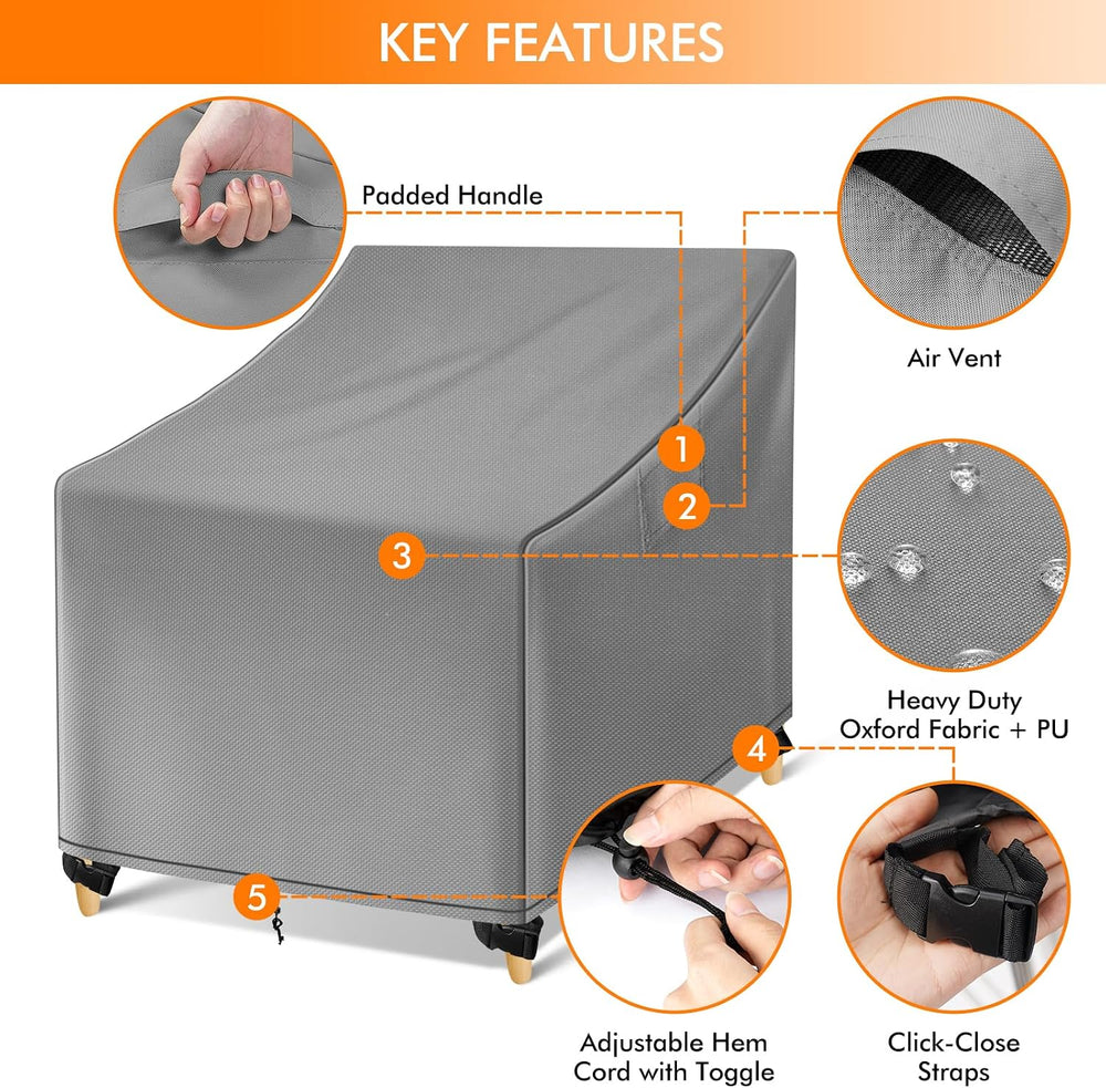 WLEAFJ Outdoor Chair Covers Waterproof, Gray Lawn Patio Furniture Covers, Hea...