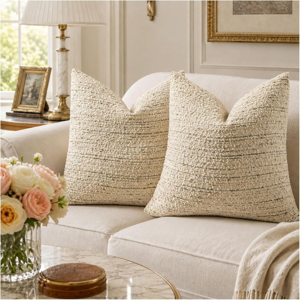 Zealax Neutral Throw Decorative Boucle Pillow Covers for Bed Couch Living Roo...