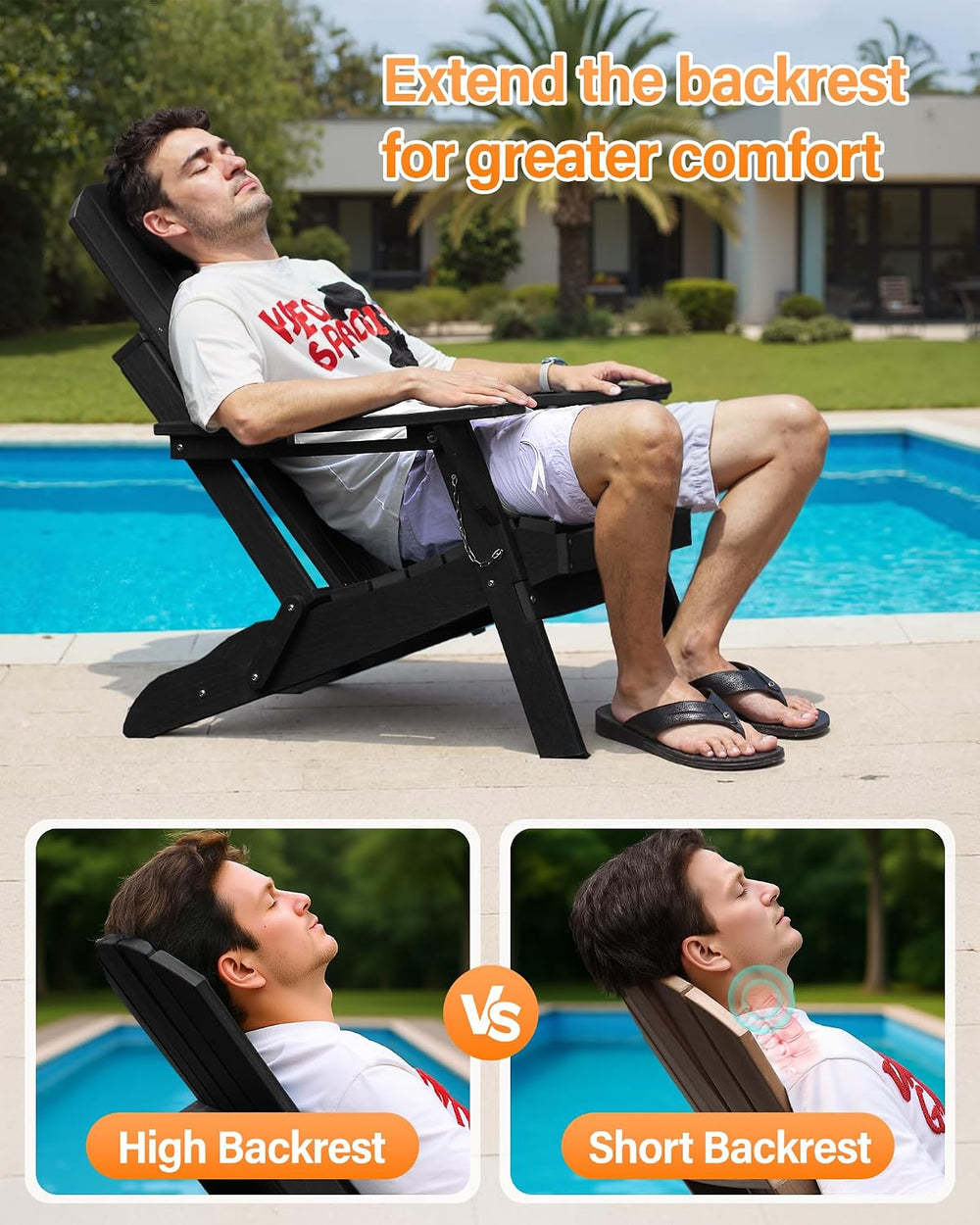 Adirondack Chairs Set of 4, Folding Plastic Adirondack Chairs with Cup Holder...