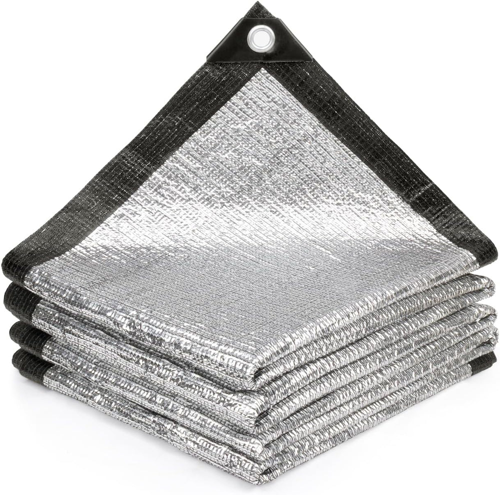 Cool Area 99% Aluminum Sun Shade Cloth 10x20FT Reflective Silver Tarp Fabric ...