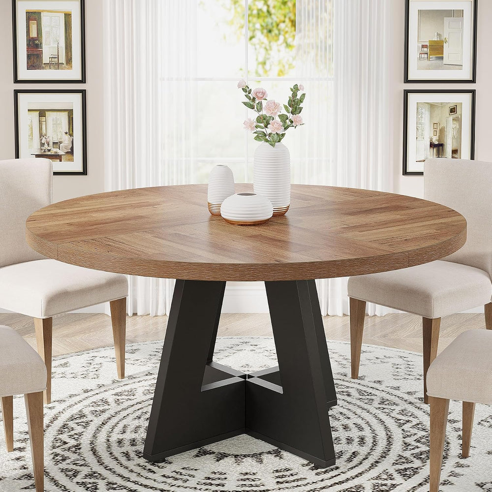 Tribesigns 47 inch Round Dining Table Wood Kitchen Table for Dining Room, 47&...