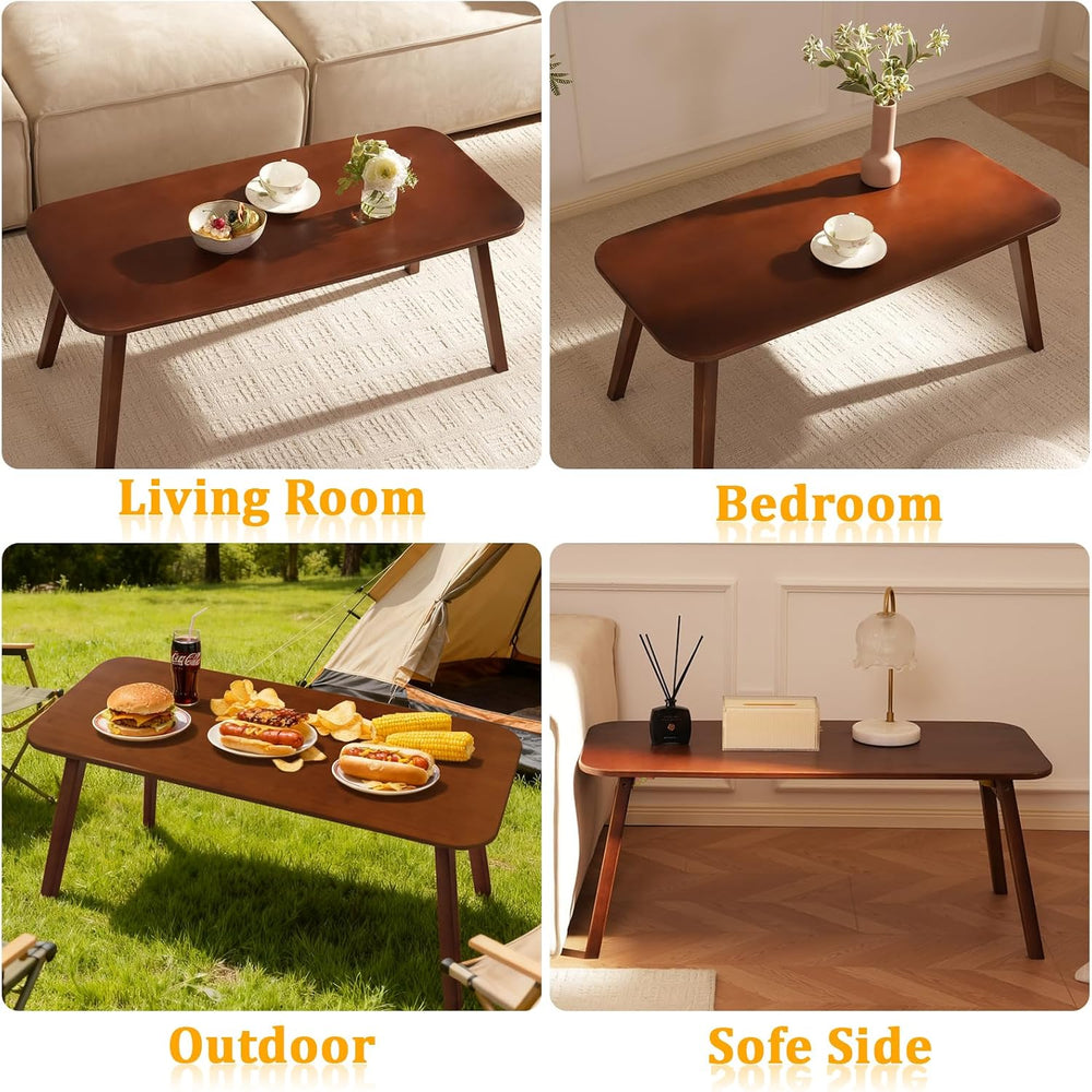 Baveke Folding Coffee Table- Foldable Floor Tables, Mid Century Coffee Table ...