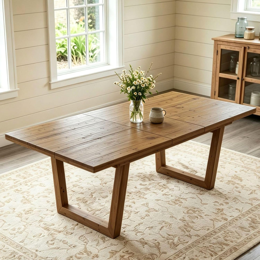 55-70.5" Extendable Dining Table Pine Expandable Dining Room Table for 4...