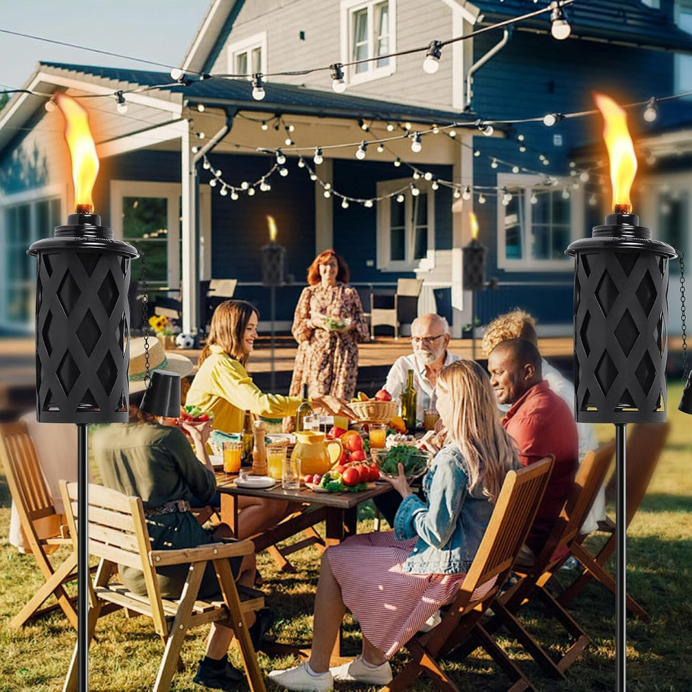 4 Pack Citronella Torches for Outside, 16 Oz Outdoor Garden Torch with 5-Pron...