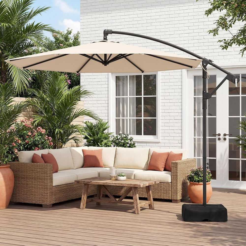 Tangkula 10ft Patio Umbrella with Base Included, Offset Cantilever Outdoor Um...