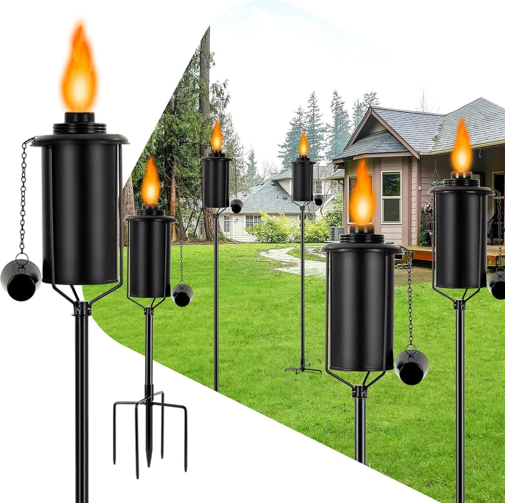 Garden Torches for Outside 6 Pack，Upgraded 62 Inch Metal Citronella Torches O...