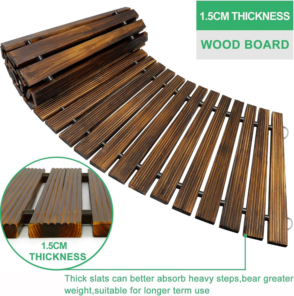 RELIANCER 6' Wooden Garden Pathway,Outdoor Roll Out Cedar Curved Walkway,...