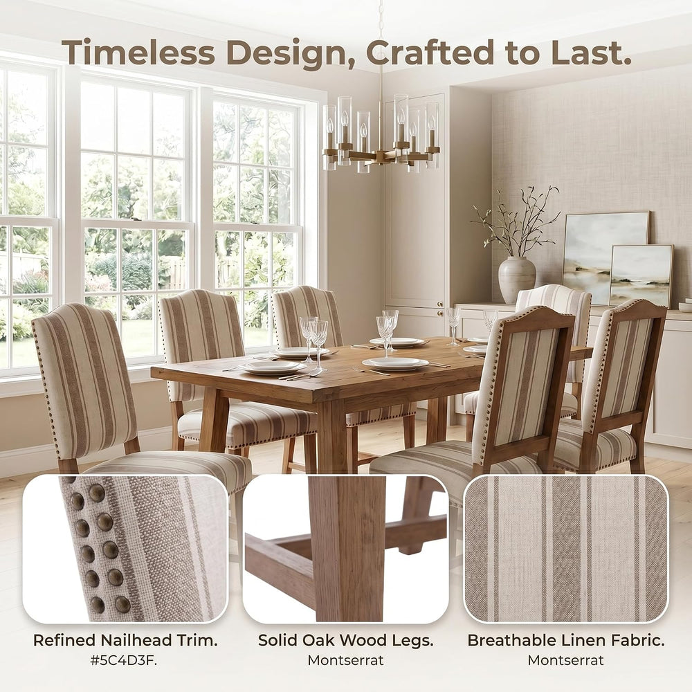 ROCITY Linen Dining Chairs Set of 6 Upholstered Farmhouse Dining Room Chairs ...