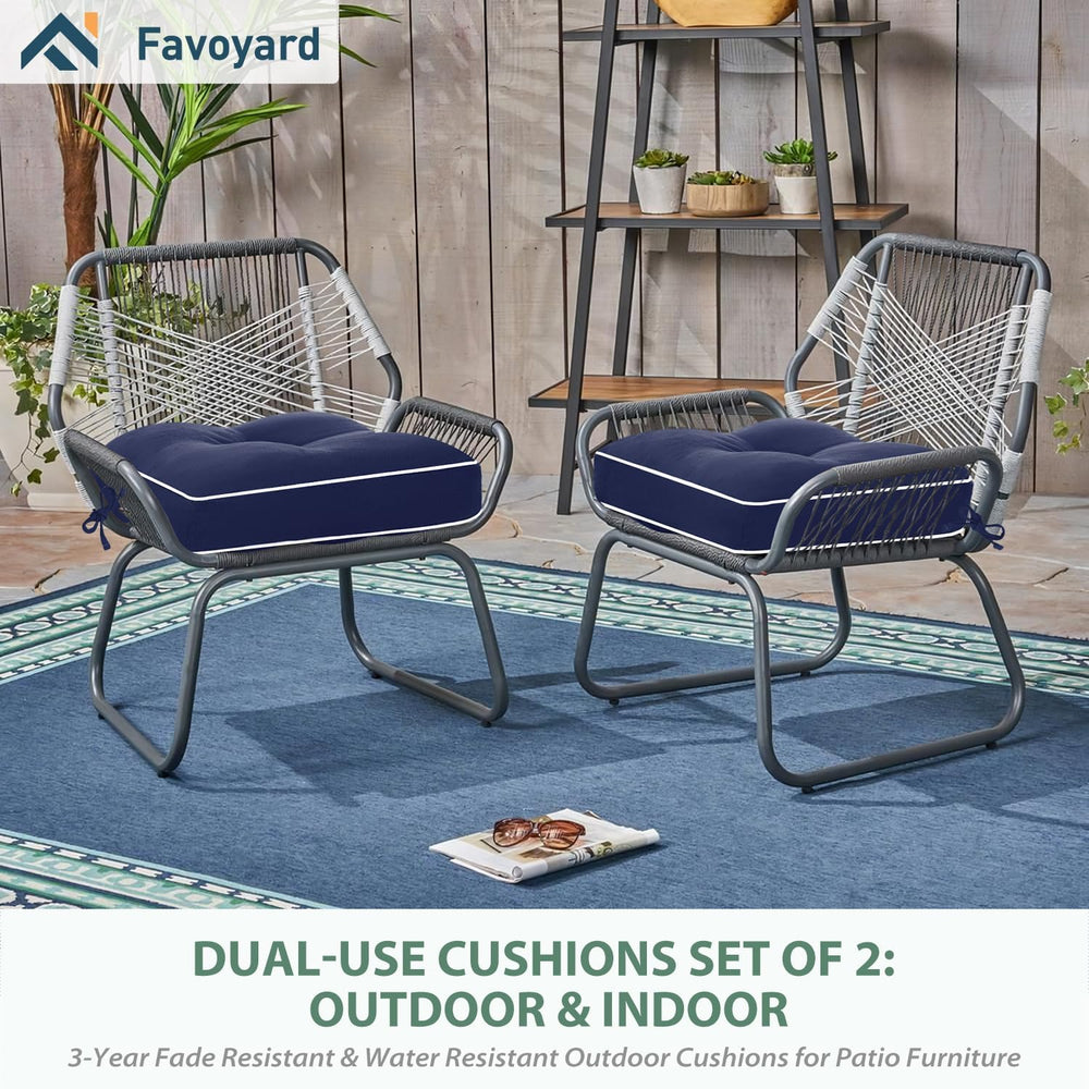 Favoyard Patio Chair Cushions, Navy, 19 × 19 in, Set of 2