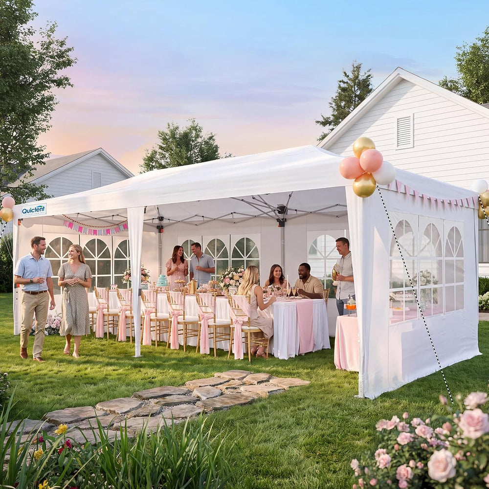 10x20 Pop Up Canopy Tent with 6 Cathedral Sidewalls, Outdoor Party Tent