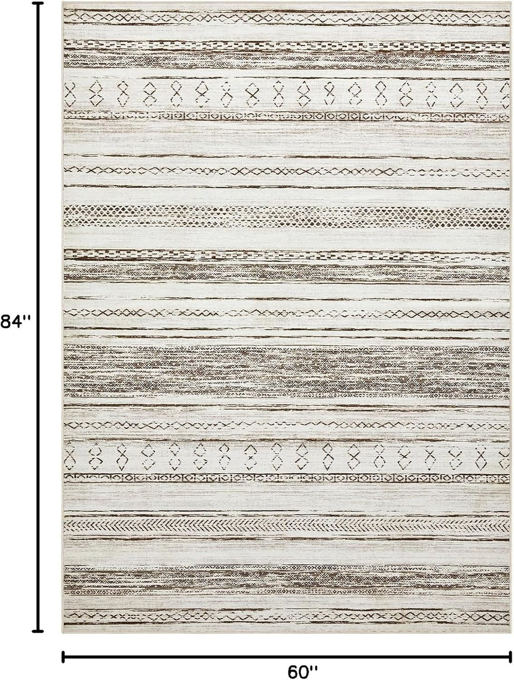 Tortania Area Rug Living Room Rugs - 5x7 Washable Large Soft Neutral Boho Mor...