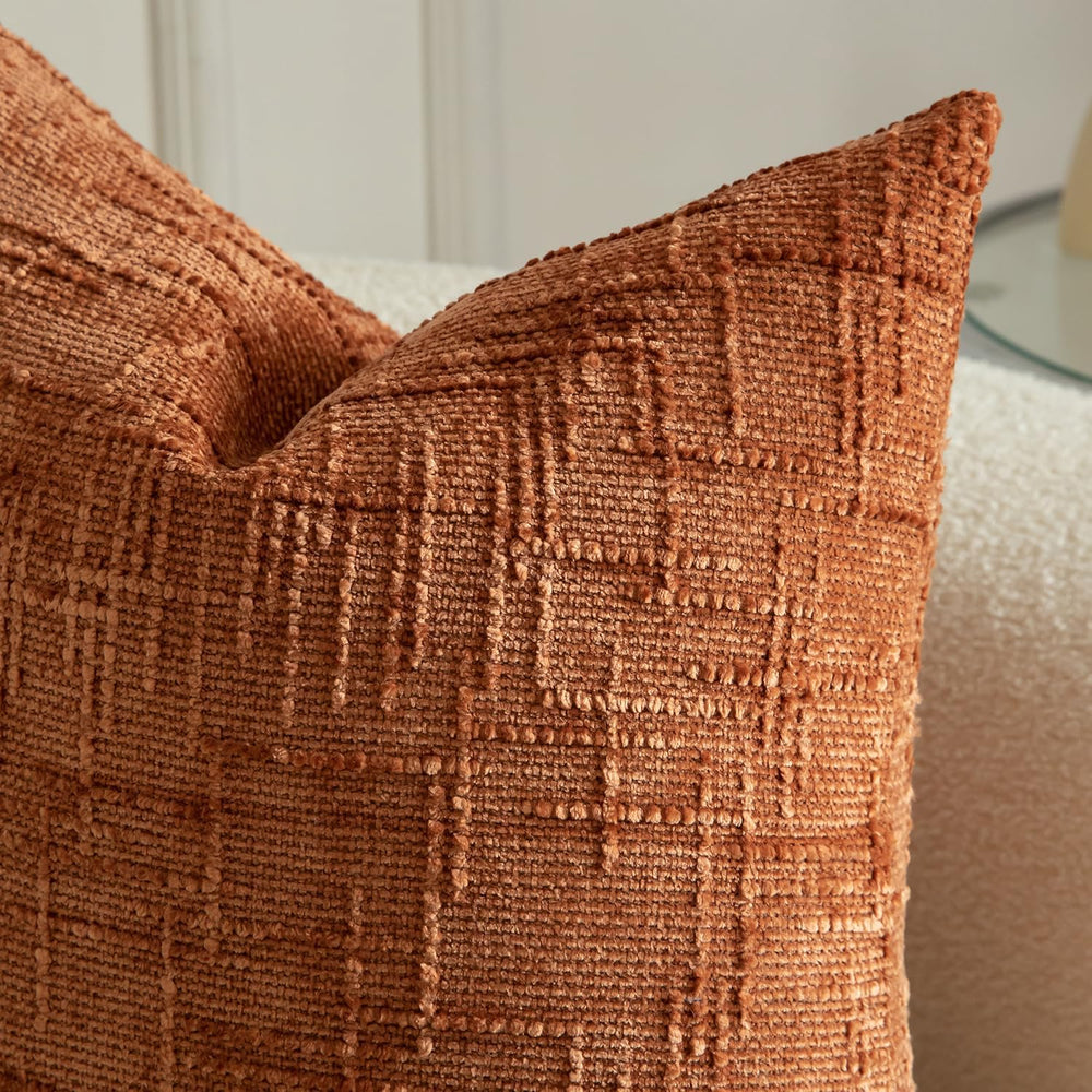 MANDIOO Pack of 2 Soft Chenille Textured Throw Pillow Covers Square Accent So...