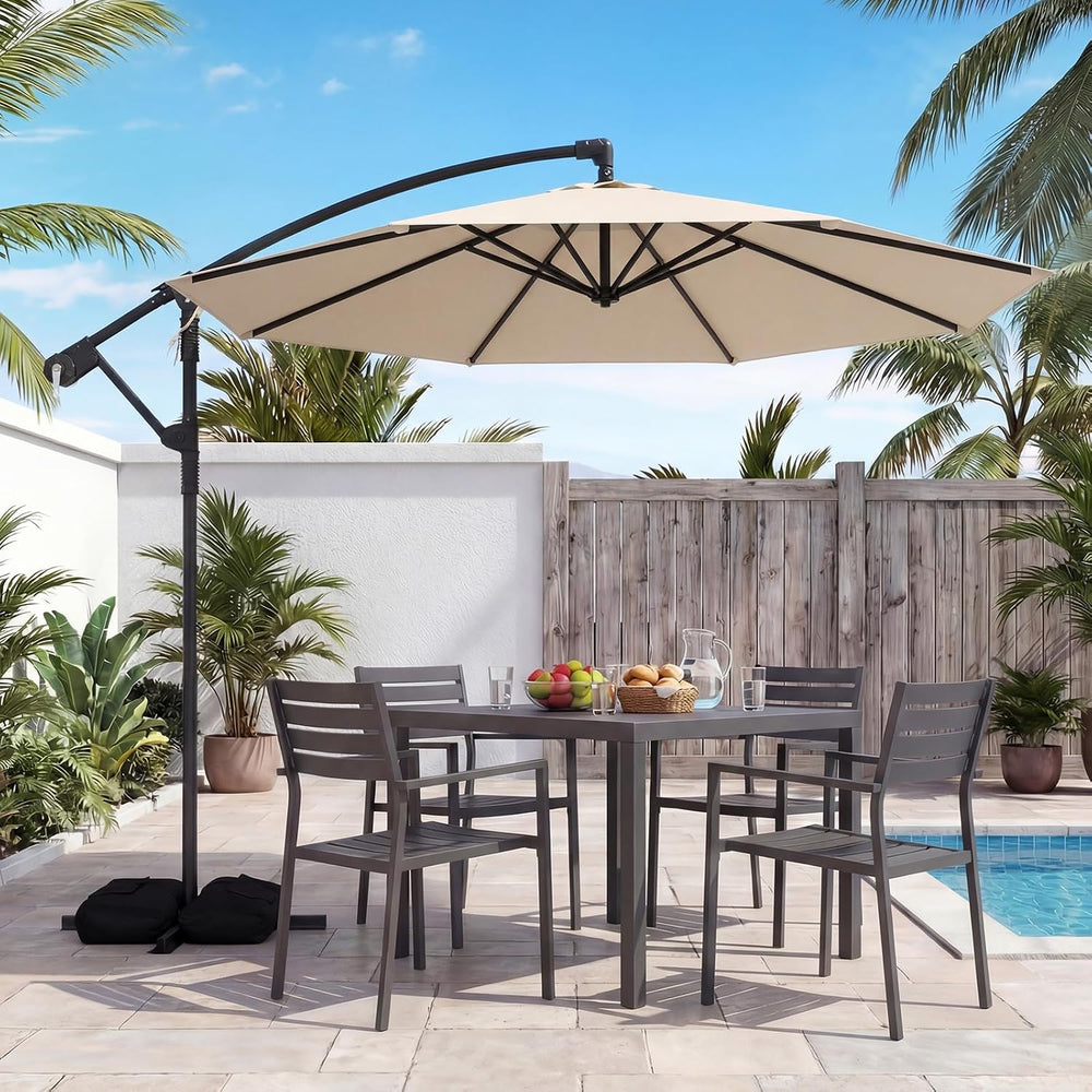 Tangkula 10ft Patio Umbrella with Base Included, Offset Cantilever Outdoor Um...