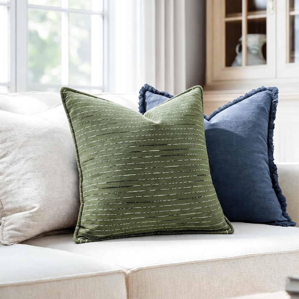 NUYECY Soft Chenille Decorative Large Pillow Covers 28x28 Set of 2,Green Neut...