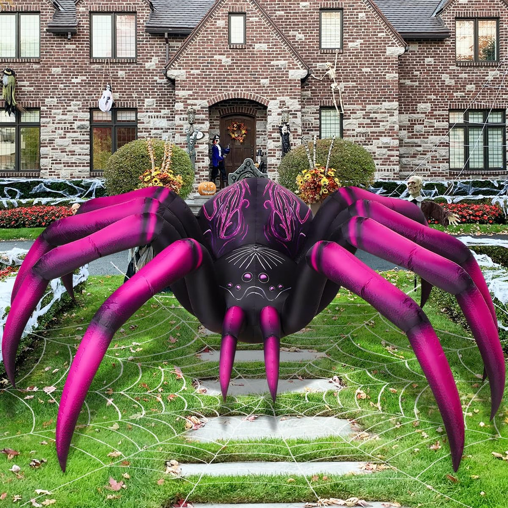 COMIN 9 FT Long Halloween Inflatables Purple Gradient Spider Outdoor Decorati...