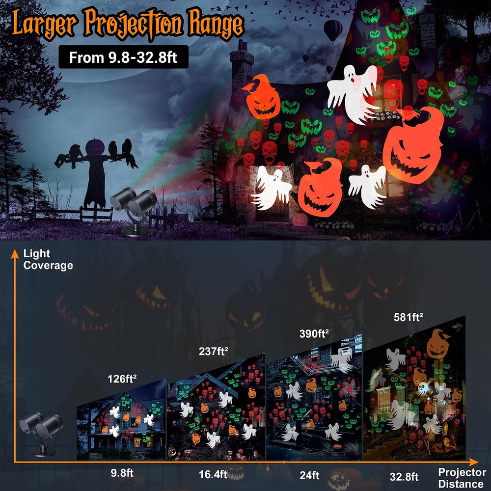Toodour Halloween Projector Lights Outdoor, Double Head Dynamic Halloween Lig...