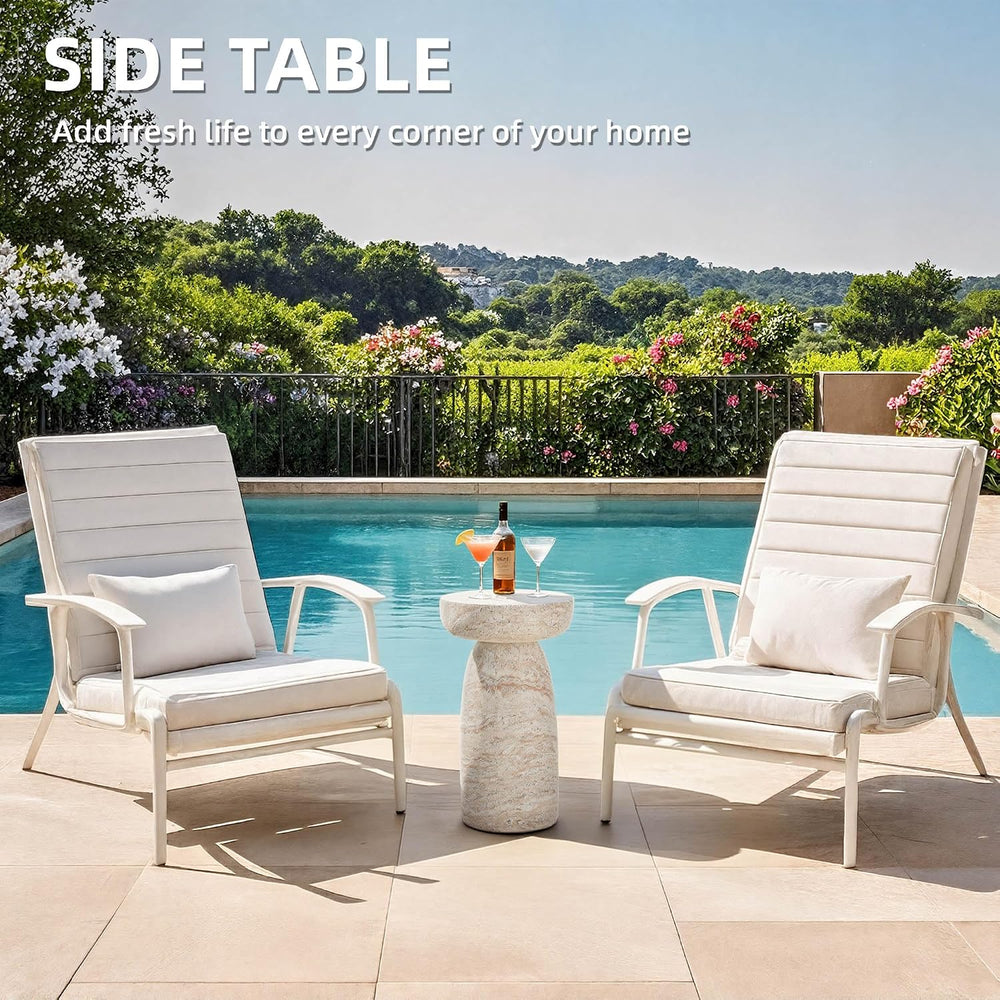 24" Side Table Outdoor, Large Modern Geometric End Table