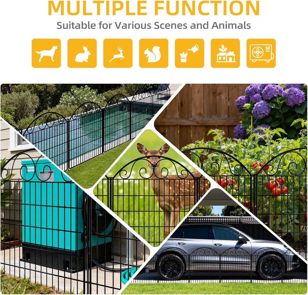 COLRASN 15 Panels No Dig Decorative Garden Dog Fence Outdoor for Yard, 33in(H...