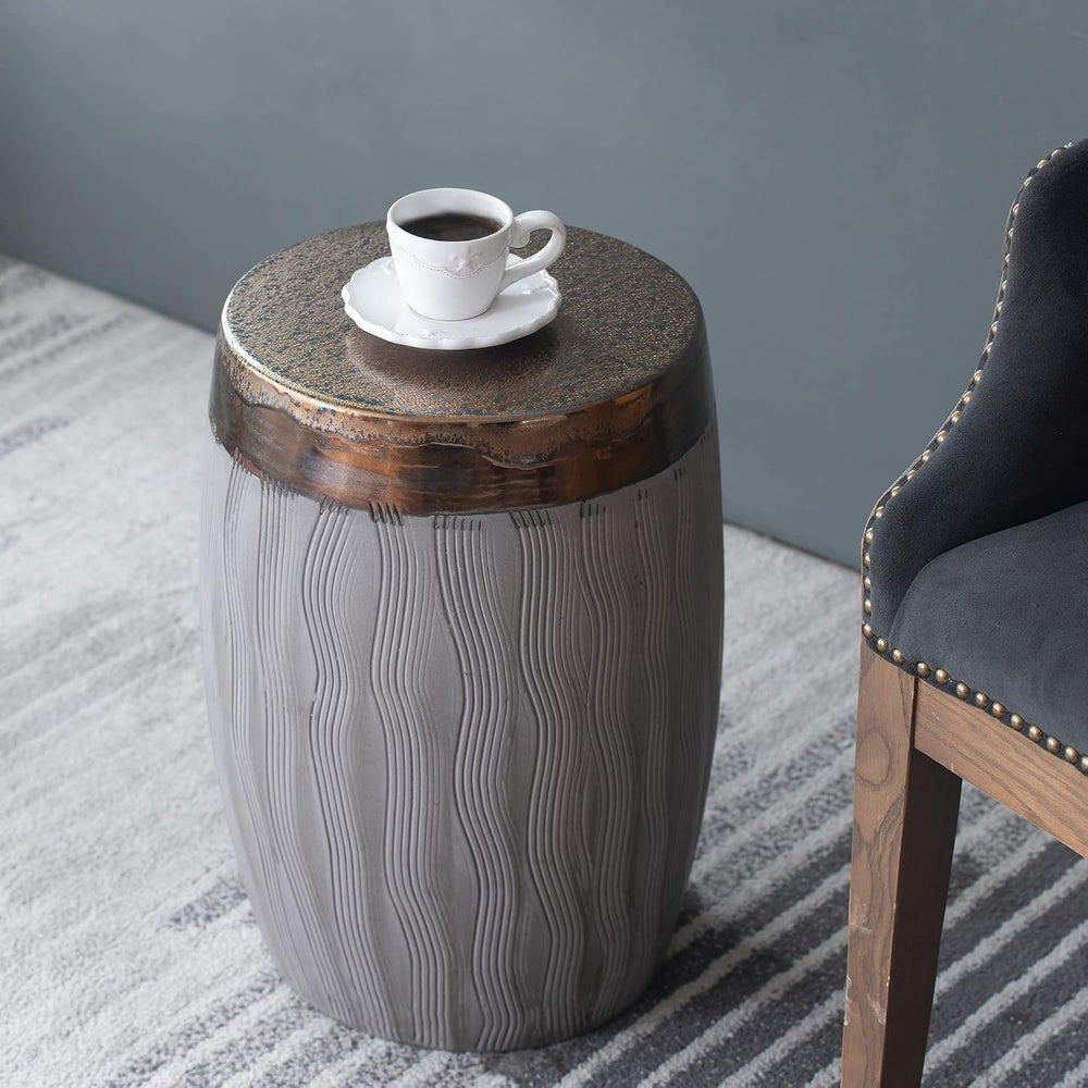 A&B Home Wave Pattern Stool - Drum Shape Ceramic Stool, Decorative Multip...