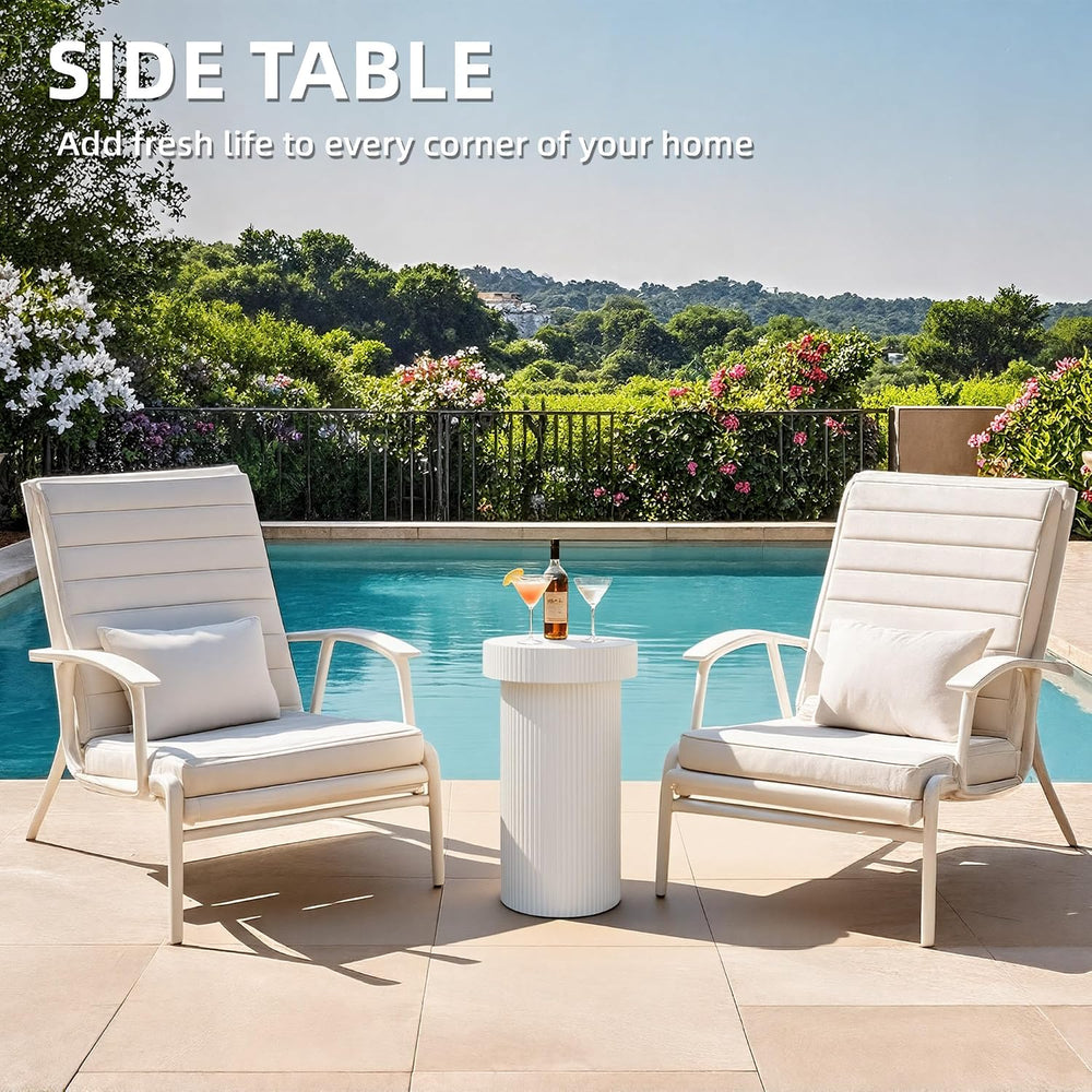 24" Pedestal Side Table, Round Fluted 3-in-1 Coffee Accent Table