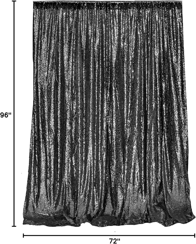 JYFLZQ Black Sequin Backdrop Curtains 6ft x 8ft 1 Panel Halloween Backdrop Gl...