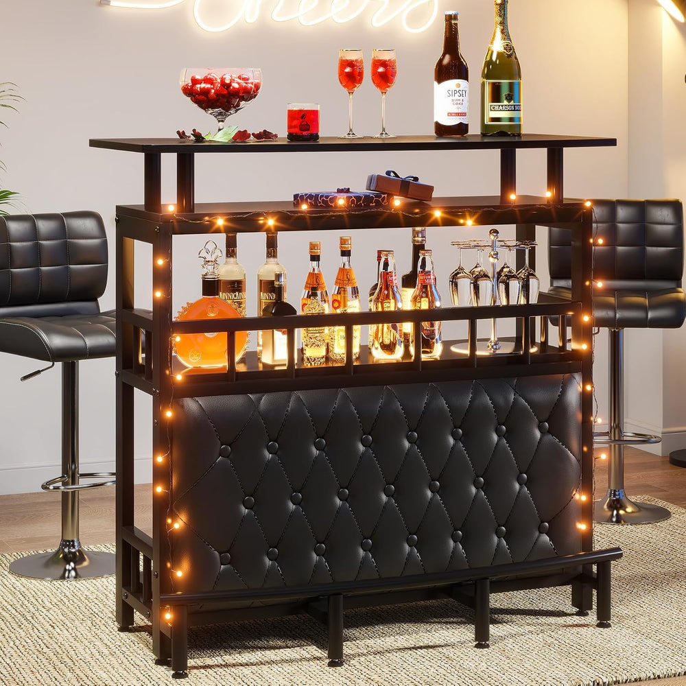 Tribesigns Home Bar Unit for Liquor, 44-Inch Bar Height Table with Storage, B...
