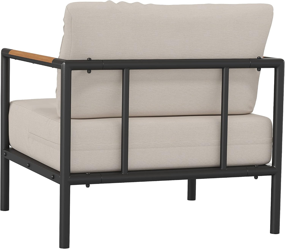 Flash Furniture Patio Chair with Cushions, Black/Beige