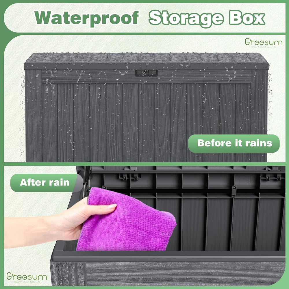 Greesum Outdoor Storage Box 120 Gallon Storage Bin with Lid for Patio Furnitu...