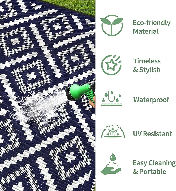 GENIMO Outdoor Rug for Patio Clearance, 6'x9' Waterproof Camping Mat,...