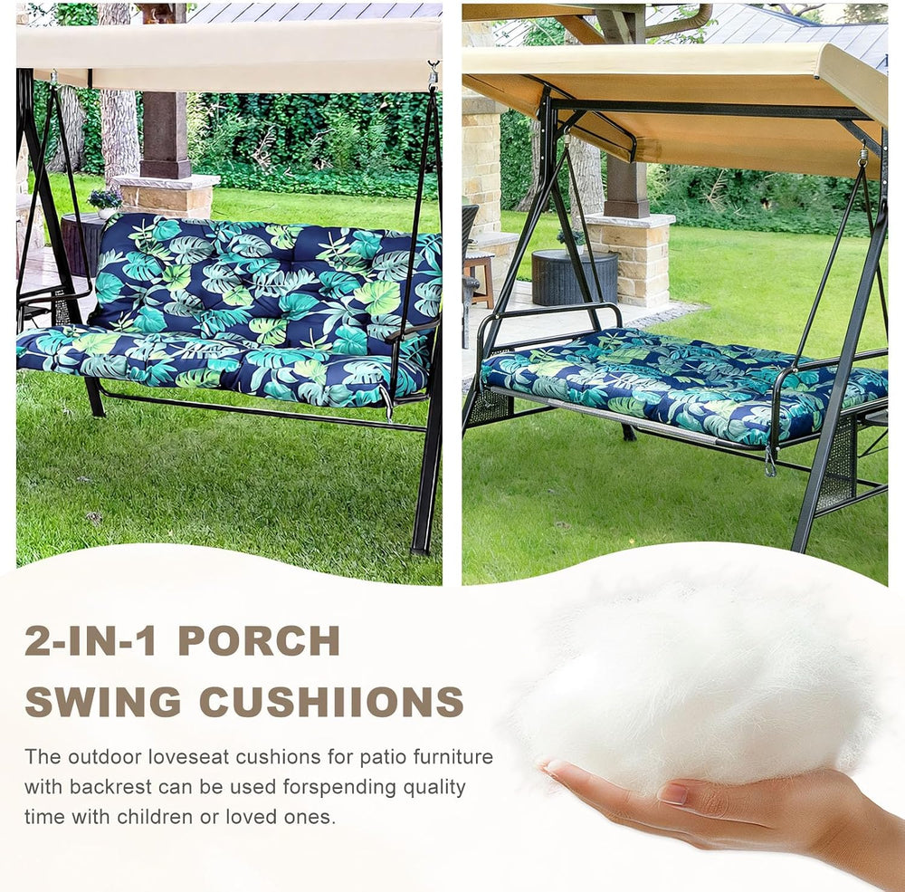 Porch Swing Cushion with Backrest,Waterproof Bench Cushion for Outdoor Furnit...