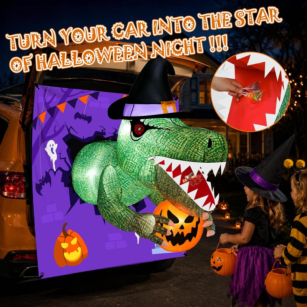4 Ft Animated Trunk or Treat Car Inflatable Dinosaur,Halloween Trunk or Treat...